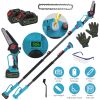2-IN-1 Cordless Pole Saw And Mini Chainsaw With Extension Pole 21V Battery 6” Electric Brushless Pole Chainsaw with Digital Display Auto Oiler Safety