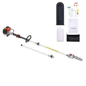 Gas Pole Saw, 25CC 2 Stroke Gas Powered Pole Saws with 8 in Cutting Bar, Cordless Tree Trimmer with 23 fl.oz Fuel Tank, 6.5 to 9 ft Extendable
