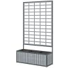 Wooden Raised Garden Bed with Trellis, Removable Pots, for Backyard, Patio, Balcony, 29" x 11" x 52", Gray