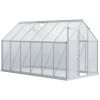 12' x 6' Aluminum Greenhouse, Polycarbonate Walk-in Garden Greenhouse Kit with Adjustable Roof Vent, Rain Gutter and Sliding Door, Silver