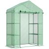 Walk-in Greenhouse 56x29x77 inches with 4 Shelves Roll-Up Door Weatherized Cover Green