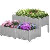 4-Piece Raised Garden Planter Gray with Legs Self-Watering for Outdoor Flowers Herbs Vegetables