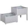 Raised Garden Bed 2-Piece Gray with Legs Self-Watering for Growing Herbs Vegetables