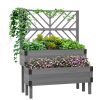 2-Tier Wooden Garden Box, with Legs and Metal Corners, Drainage Holes, Solid Wood for Vegetables, Flowers, Herbs, Gray