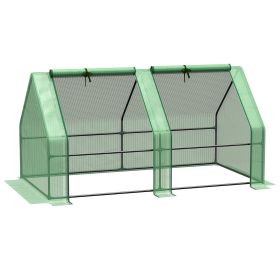 6' x 3' x 3' Portable Mini Greenhouse, Small Greenhouse with Large Zipper Doors and Water/UV PE Cover, Green