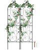 Garden Trellis for Climbing Plants, 60 x 15 in, 2 Packs Rustproof Metal Garden Flower Trellis, Outdoor Climbing Rose Trellis Cucumbers Support
