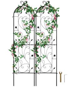 Garden Trellis for Climbing Plants, 60 x 15 in, 2 Packs Rustproof Metal Garden Flower Trellis, Outdoor Climbing Rose Trellis Cucumbers Support