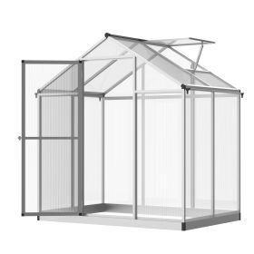 4' L x 6' W Walk-In Polycarbonate Greenhouse with Roof Vent, Outdoor Greenhouse for Winter, Clear
