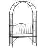 23.25" W x 80" H Metal Garden Arbor Archway for 2 People with Relaxing Bench & Delicate Scrollwork for Weddings & Various Climbing Plant