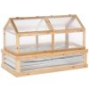 Raised Garden Bed with Greenhouse Top, Garden Wooden Cold Frame Greenhouse Flower Planter Protection, 48"x24"x32.25", Natural