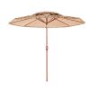 Tiki Umbrella, 9 ft Thatched Patio Umbrella with Tilt, 2-Tier Hawaiian Style Beach Parasol with PP Thatch and 8 Metal Ribs