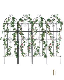 Garden Trellis for Climbing Plants, 71 x 20 in, 4 Packs Rustproof Metal Garden Flower Trellis, Outdoor Climbing Rose Trellis Cucumbers Support