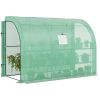 10' x 5' Lean to Green House, Walk-in GreenHouse with 2 Doors and Windows, PE Cover and 3 Shelves, Green