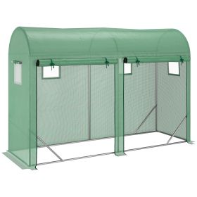Tunnel Greenhouse 10x3x7 ft Green Walk-In Hot House with Roll-Up Windows Zippered Door Steel Frame PE Cover
