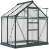 Polycarbonate Greenhouse, Heavy Duty Outdoor Aluminum Walk-in Green House Kit Vent Door, 6.2'x4.3'x6.6' Gray
