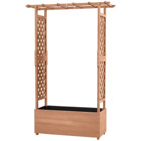 Garden Planter with Trellis: Wooden Construction for Climbing Plants, Includes Drainage, 70.75" Height|
