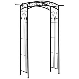 7Ft Metal Garden Arch, Functional Support, All-weather Resistance, Top Extension Bar, for Wedding, Party, Ceremony, Black