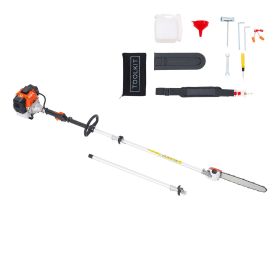 Gas Pole Saw, 52CC 2 Stroke Gas Powered Pole Saws with 14 in Cutting Bar, Cordless Tree Trimmer with 30 fl.oz Fuel Tank, 7.2 to 10 ft Extendable
