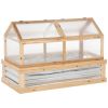 Raised Garden Bed with Polycarbonate Greenhouse, Wooden Garden Cold Frame Greenhouse, Flower Planter Protection, 48" x 24" x 32", Natural