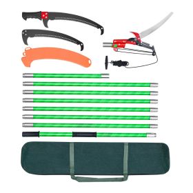 Manual Pole Saw, 3.87-27 ft Extendable Pole Tree Pruner with Scissors, Sharp 65Mn Steel Blade, Lightweight Fiberglass Handle Pole