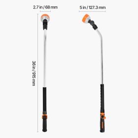 Watering Wand, 36-Inch Extra Long Heavy Duty Garden Hose Wand with 8 Spray Patterns & 180Â° Swivel Head