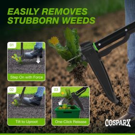 Weed Puller Tool with Long 43' Handle, No Bending, Easy Eject â€“ Removes Weeds Effortlessly