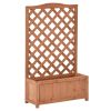 28" x 11" x 46" Raised Garden Bed, Wooden Planter Box w/ Trellis, Brown