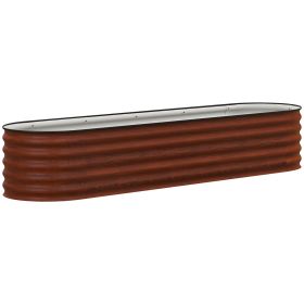 7.9' x 2' x 1.4' Galvanized Raised Garden Bed Kit, Metal Planter Box with Safety Edging, Brown