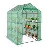 143x143x195cm Black Iron Pipe Steeple With 8 Pieces Grid Flower Stand With Zipper Rolling Door PE Cloth Greenhouse(SAME AS 54690859)