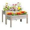 Two-Tier Wooden Elevated Garden Bed with Legs, Large Capacity 45x45 Outdoor Planter for Vegetables, Flowers, and Herbs, Ideal for Gardeners, Natural