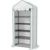5 Tier Mini Greenhouse, Small Portable Greenhouse with PE Cover, Roll-Up Zippered Door, 76" x 35.4" x 19.3", White