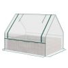 Raised Garden Bed, Outdoor Metal Planter Box with Mini Greenhouse, White and Brown