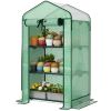 Mini Greenhouse with Screen Roof, Portable Small Greenhouse with Roll-Up Zipper Door, 27.6" x 19.7" x 50", Green