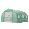 10'x11'x6' Walk-in Tunnel Greenhouse with Shelves, Mesh Door and Windows, Plant Hot House with PE Cover, Green