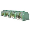 Mini Greenhouse, Portable Greenhouse with 4 Roll-Up Doors, PE Cover, 177.2" x 39.4" x 31.5", Green