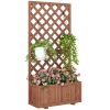 Wooden Raised Garden Bed with Trellis, 59" Outdoor Planter Box with Drainage Holes, Planter Raised Bed for Climbing Vine Plants Flowers, Orange