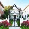 Metal Garden Arch with Gate W58.07*H97.24 Climbing Plants Support Rose Arch Outdoor Black