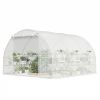 10'x11'x6' Walk-in Tunnel Greenhouse with Shelves, Mesh Door and Windows, Hoop House Greenhouse with PE Cover, White
