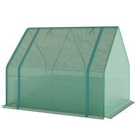 4 x 3 x 3ft Raised Garden Bed with Mini Greenhouse, Galvanized Raised Garden Bed with Cover, Green and Dark Gray