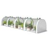 Mini Greenhouse, Portable Greenhouse with 4 Roll-Up Doors, PE Cover, 177.2" x 39.4" x 31.5", White