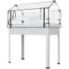Elevated Garden Box with Greenhouse Cover, Raised Garden Bed with Legs and Drainage Hole for Vegetables, White