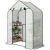 Greenhouse for Outdoors, Portable Greenhouse with 6 Shelves, UV-resistant PE Cover, Roll-up Door, White