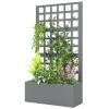Galvanized Raised Garden Bed Planter Box with Trellis for Climbing Plants, Vegetable, Vines, 24" x 9" x 44.5", Gray