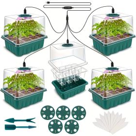 5-Pack Seed Starter Kit with LED Grow Lights â€“ Indoor Propagation Trays with Adjustable Humidity Dome & Clear Cell Seedling Trays
