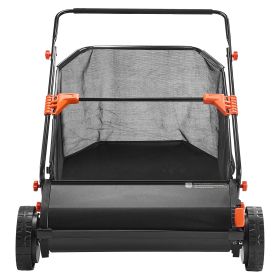 Push Lawn Sweeper, 30 in Leaf & Grass Collector with 12 cu. ft. Hopper Bag, Adjustable Brush Height & Spinning Brushes