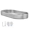Galvanized Raised Garden Bed, 8 x 4 x 1 ft, Oval Metal Planter Box Kit Outdoor, Bottomless Elevated Garden Box with Gloves, Rustproof Alu-Zinc