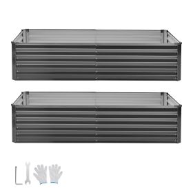 2 Pack Galvanized Raised Garden Beds, 6.67 x 3.35 x 1.51 ft, Rectangular Metal Planter Boxes Kit Outdoor, Elevated Planting Box with Gloves, Alu-Zinc