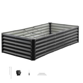 Metal Raised Garden Bed, 6 x 3 x 1.4 ft Outdoor Galvanized Planter Garden Box, Open Bottom Design, Large Planter Raised Bed for Growing Vegetables
