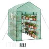 Walk-in Green House, 54 x 81.1 x 77.2 in, Greenhouse with Shelves, High Strength PE Cover with Zipper Door and Steel Frame, Assembly in Minutes