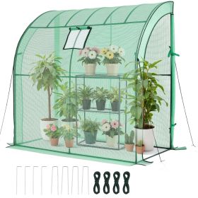 Walk-in Green House, 78 x 39.4 x 78.7 in, Greenhouse with Shelves, High Strength PE Cover with Zipper Door and Steel Frame, Assembly in Minutes